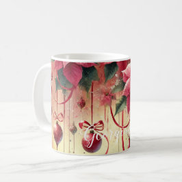 Aangepaste naam Whimsical Poinsettia Christmas Bau Koffiemok