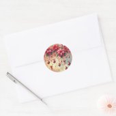 Aangepaste naam Whimsical Poinsettia Christmas Bau Ronde Sticker (Envelop)