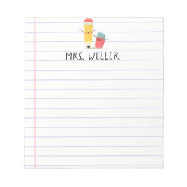 Aangepaste naam Whimsical School Supply Teacher Gi Notitieblok