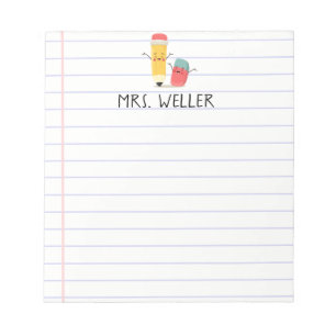 Aangepaste naam Whimsical School Supply Teacher Gi Notitieblok