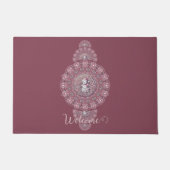 Aangepaste Naam Whimsical Snowman Ornamental Manda Deurmat (Voorkant)