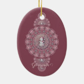 Aangepaste Naam Whimsical Snowman Ornamental Manda Keramisch Ornament (Achterkant)