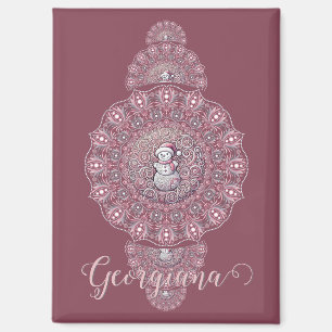 Aangepaste Naam Whimsical Snowman Ornamental Manda Magneet