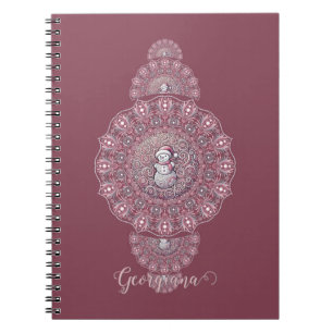 Aangepaste Naam Whimsical Snowman Ornamental Manda Notitieboek