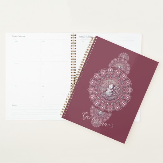 Aangepaste Naam Whimsical Snowman Ornamental Manda Planner (Display)