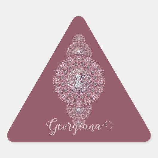 Aangepaste Naam Whimsical Snowman Ornamental Manda Sticker (Voorkant)