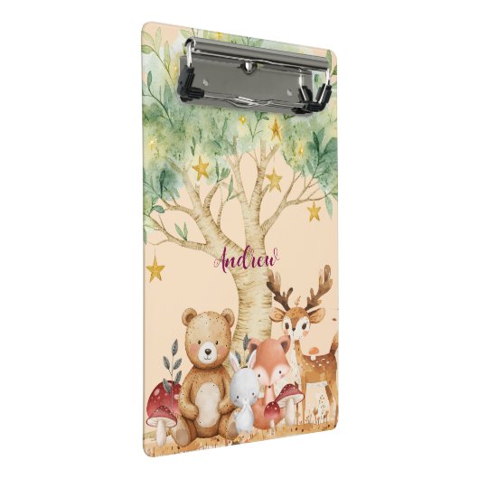 Aangepaste naam Whimsical Woodland Forest Animals Mini Klembord (Schuin)