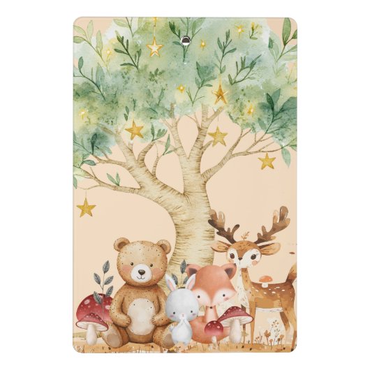Aangepaste naam Whimsical Woodland Forest Animals Mini Klembord (Achterkant)