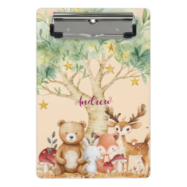 Aangepaste naam Whimsical Woodland Forest Animals Mini Klembord