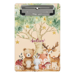 Aangepaste naam Whimsical Woodland Forest Animals Mini Klembord