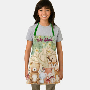 Aangepaste naam Whimsical Woodland Forest Animals  Schort