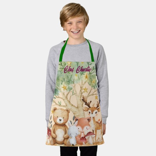 Aangepaste naam Whimsical Woodland Forest Animals  Schort (Gedragen)