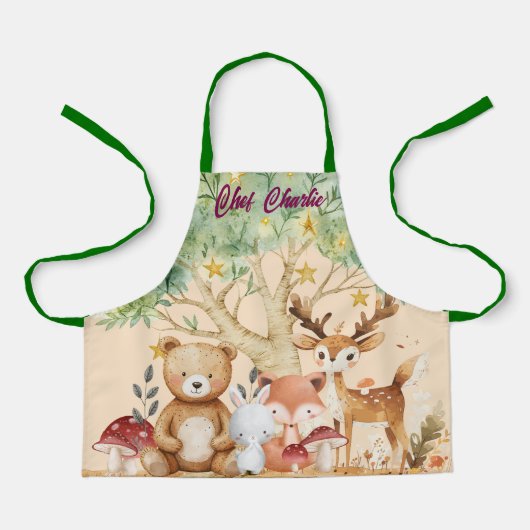 Aangepaste naam Whimsical Woodland Forest Animals  Schort (Voorkant)