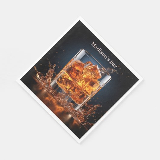 Aangepaste naam Whiskey op de rotsen Servet (Hoek)