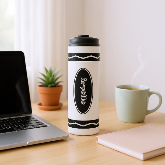 Aangepaste naam: White Crayon Travel Mug Drink Tum Thermosbeker