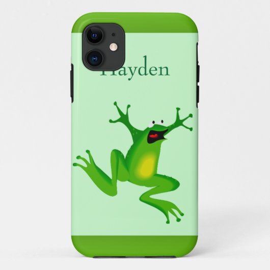 Aangepaste naam Wilde Cartoon Jumping Frog Green Case-Mate iPhone Case (Achterkant)