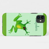 Aangepaste naam Wilde Cartoon Jumping Frog Green Case-Mate iPhone Case (Achterkant (horizontaal))