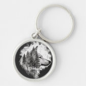 Aangepaste naam Wilderness Wolf Head Sleutelhanger (Voorkant)