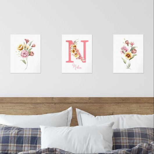 Aangepaste naam Wildflower Afdrukken Muurkunst Sets (Slaapkamer)