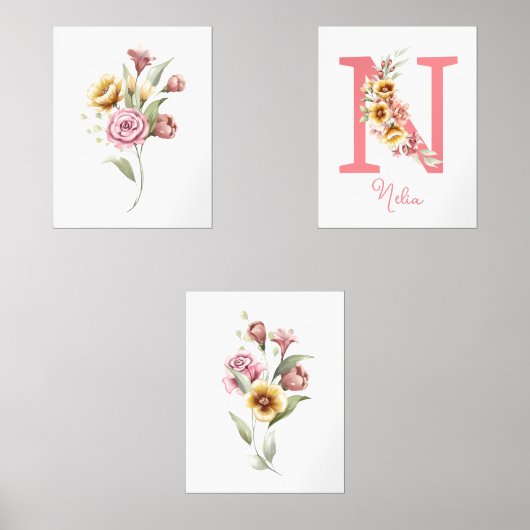 Aangepaste naam Wildflower Afdrukken Muurkunst Sets (Voorkant)