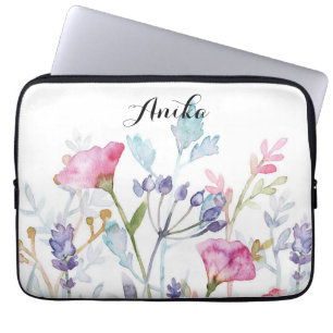 Aangepaste naam wildflower laptop sleeve