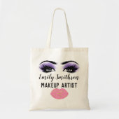 Aangepaste naam Wimpers Make-up Artiest Kiss Pink  Tote Bag (Voorkant)