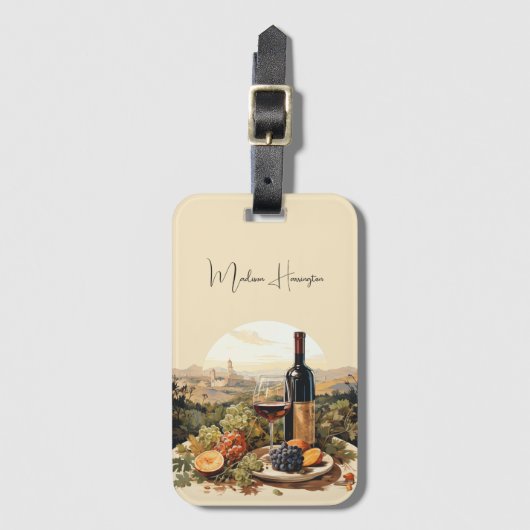 Aangepaste naam Wine Lover's Bagagelabel (Voorkant (verticaal))