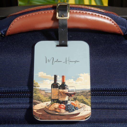 Aangepaste naam Wine Lover's Bagagelabel (Voorkant Insitu 2)
