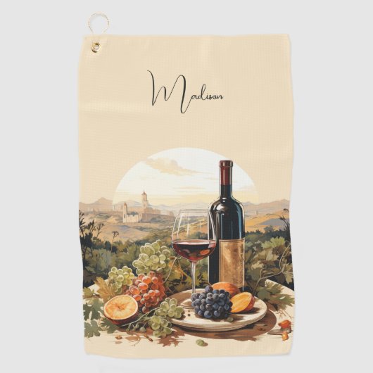Aangepaste naam Wine Lover's Golfhanddoek (Voorkant)