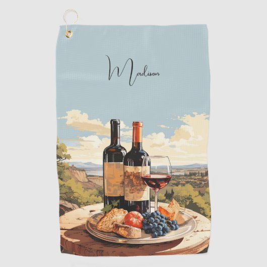 Aangepaste naam Wine Lover's Golfhanddoek (Voorkant)