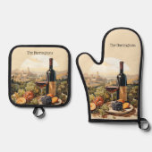 Aangepaste naam Wine Lover's Ovenwant & Pannenlap Set (Voorkant)