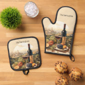 Aangepaste naam Wine Lover's Ovenwant & Pannenlap Set (Top down)