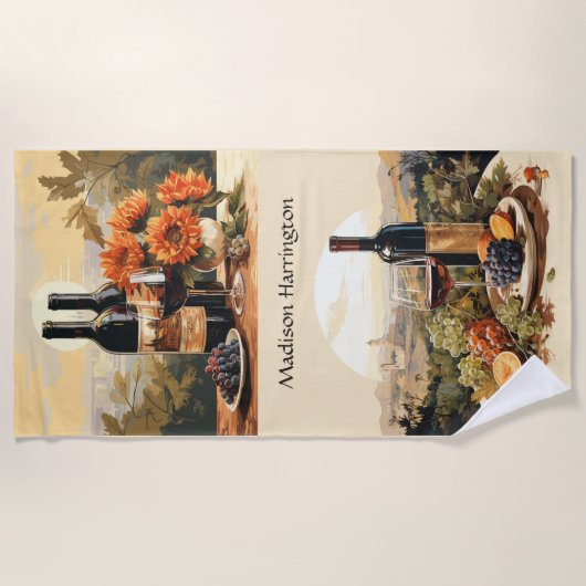 Aangepaste naam Wine Lover's Strandlaken (Voorkant)