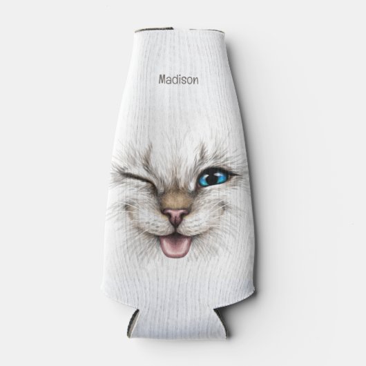 Aangepaste naam Winking Cat Flesjeskoeler (Voorkant)