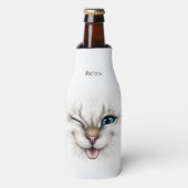 Aangepaste naam Winking Cat Flesjeskoeler (Fles Voorkant)