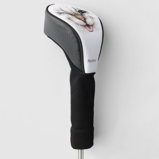 Aangepaste naam Winking Cat Golfheadcover (Schuin)