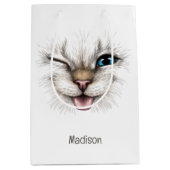 Aangepaste naam Winking Cat Medium Cadeauzakje (Voorkant)