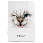 Aangepaste naam Winking Cat Medium Cadeauzakje (Achterkant)