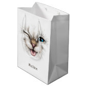 Aangepaste naam Winking Cat Medium Cadeauzakje (Achterkant Gekanteld)