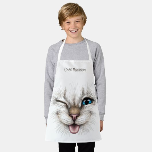 Aangepaste naam Winking Cat Schort (Gedragen)