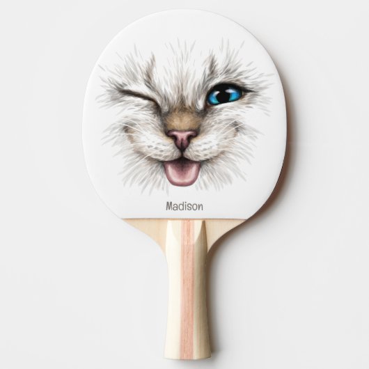 Aangepaste naam Winking Cat Tafeltennisbatje (Voorkant)