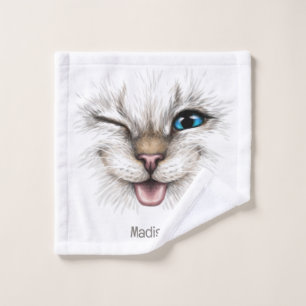 Aangepaste naam Winking Cat Washandje