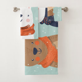 Aangepaste naam Winter Dieren handdoek set