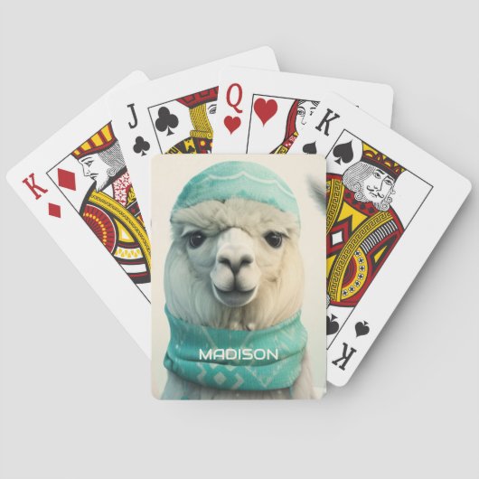 Aangepaste naam Winter Llama Pokerkaarten (Achterkant)