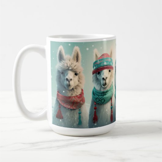 Aangepaste naam Winter Llama's Koffiemok (Links)