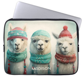 Aangepaste naam Winter Llama's Laptop Sleeve