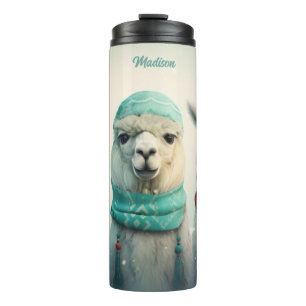Aangepaste naam Winter Llama's Thermosbeker