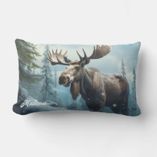Aangepaste naam Winter Moose Buitenkussen