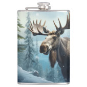 Aangepaste naam Winter Moose Heupfles (Voorkant)