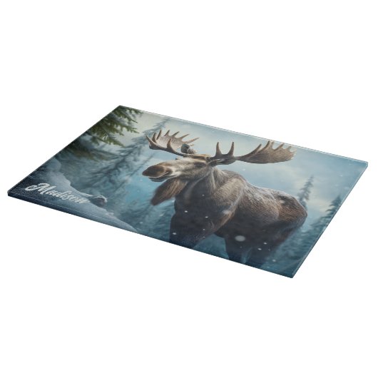 Aangepaste naam Winter Moose Snijplank (Hoek)